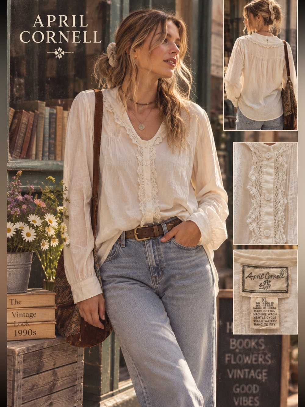 Vintage 90’s! APRIL CORNELL, the embroidered blouse!